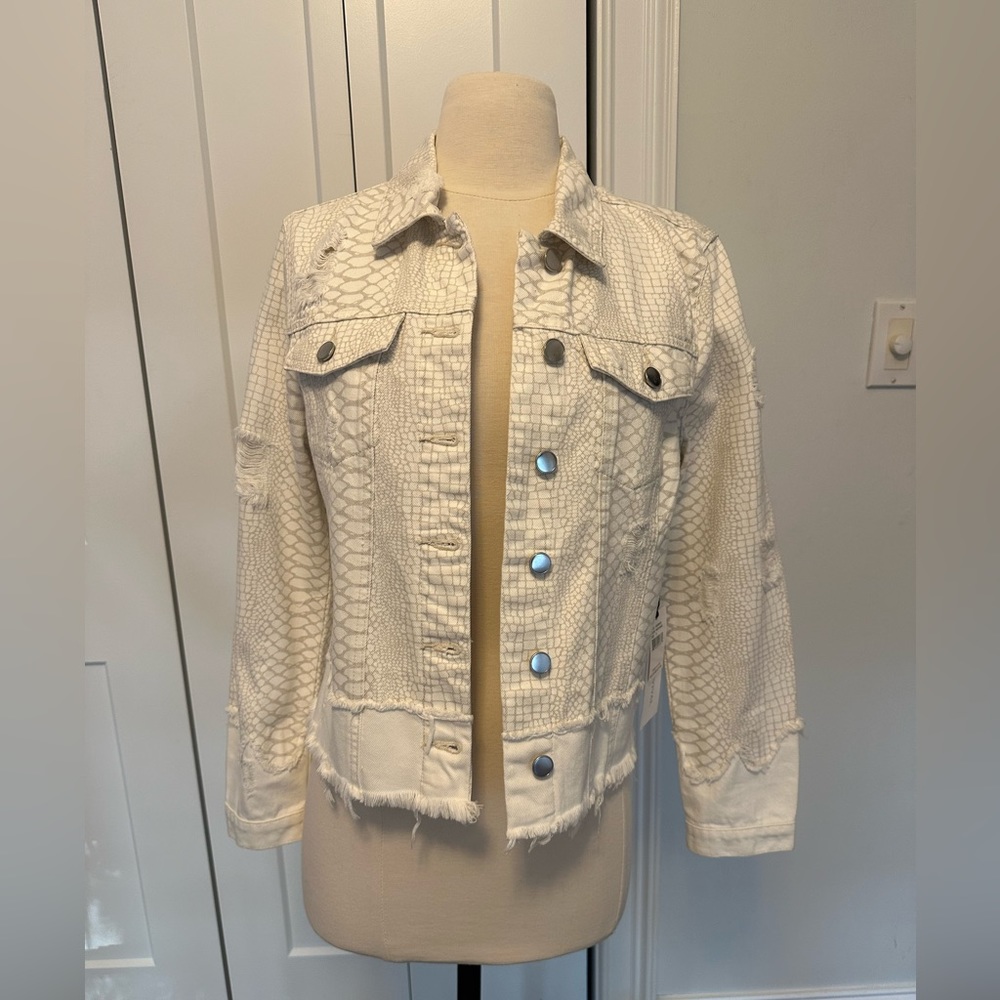 Blue Revival White Snake Trucker Jacket NWT